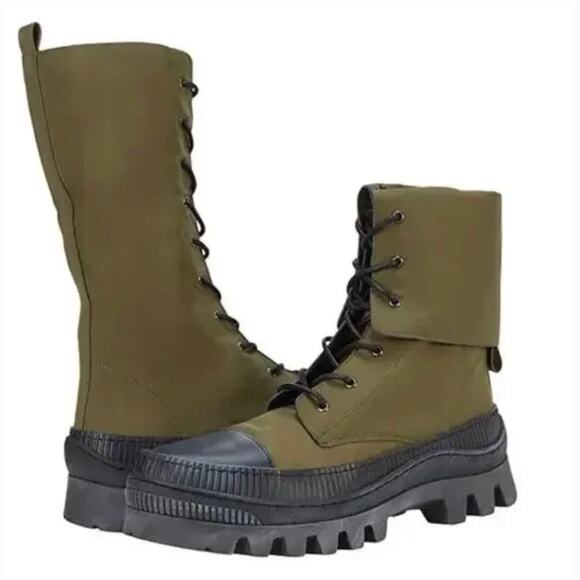 Free People Goldie Lug Combat Boots 10 40 NWOT Olive Green Ankle Lace Up 90s Y2K - Picture 3 of 10